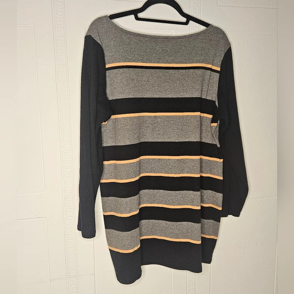 M&S Collection Gray Striped Cotton Blend Long Sleeve Scoop Neck Tunic UK… - Picture 2 of 9